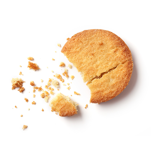 butter cookies on white background, top view